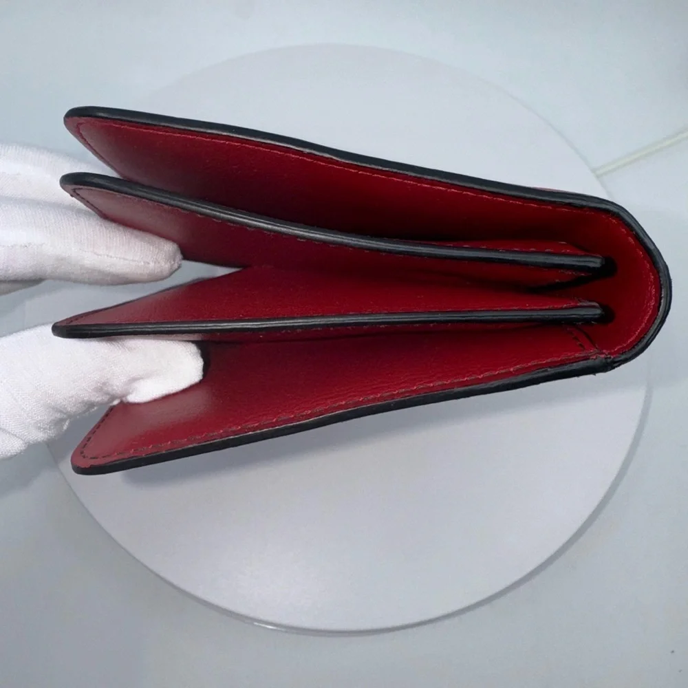 RARE Dior Lady Dior Red Calfskin Cannage Studded Biker Clutch EUC